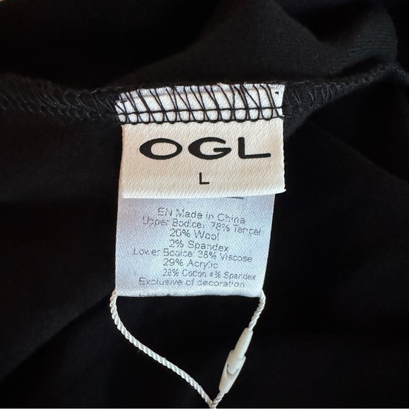 OGL Black Light Thermal Tencel Wool Sheer Shoulder Brami Top Womens Size L - Picture 10 of 12